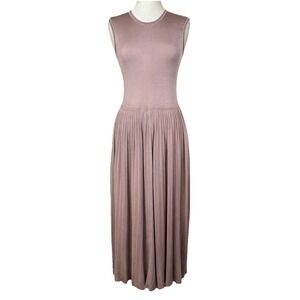 Everlane Dress Womens XS Mauve Knit Pleated Fit & Flare Maxi‎ Tank Minimalist